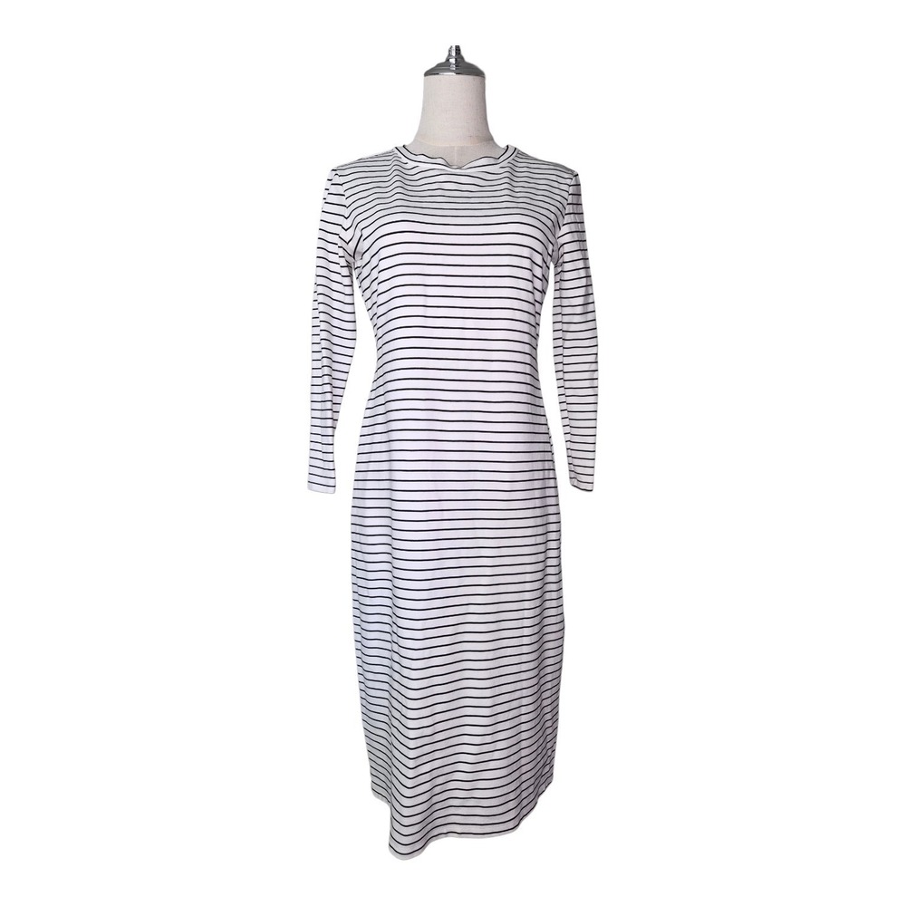 Sonnet James‎ Play Dress Womens Stretch Jersey White Black Striped Round Neck S
